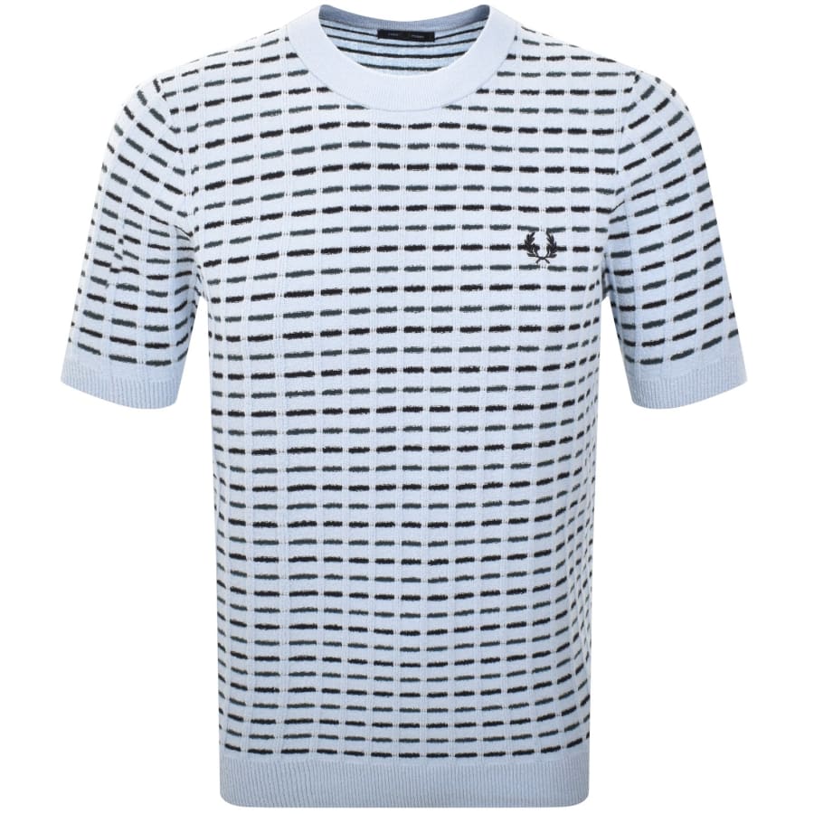Image number 1 for Fred Perry Boucle Knit T Shirt Blue