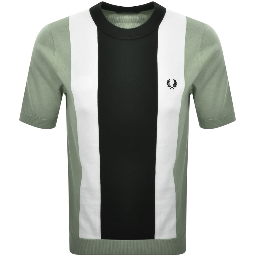 Image number 1 for Fred Perry Vertical Stripe Knit T Shirt Green