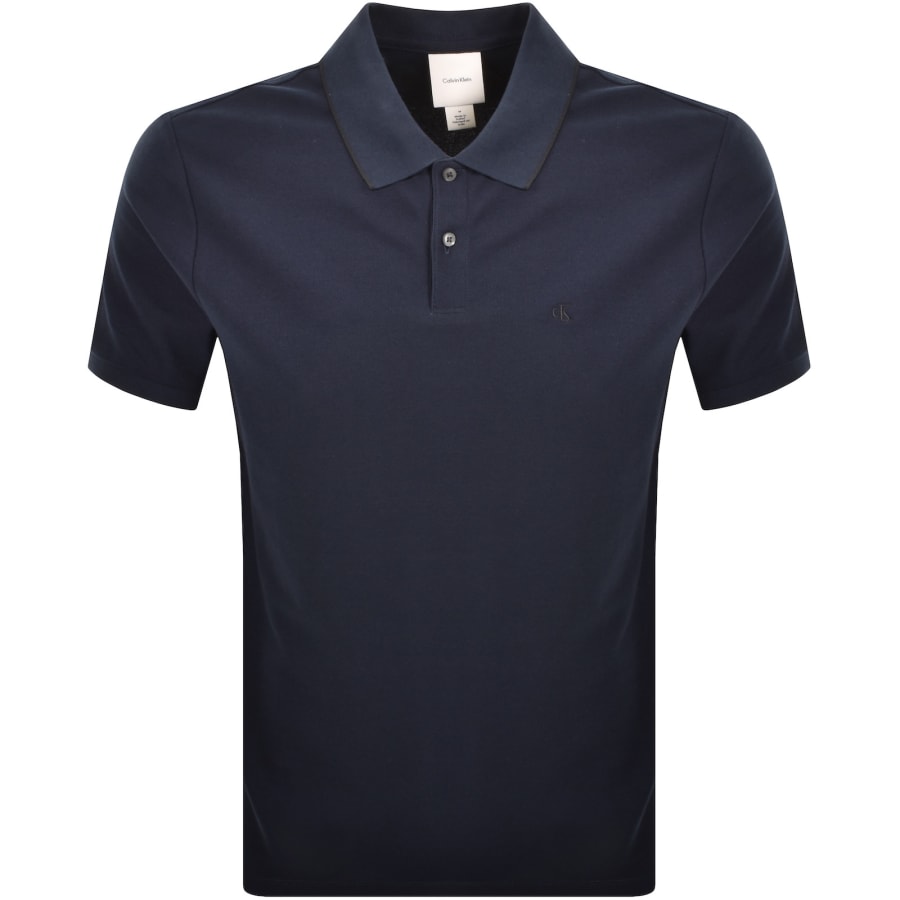 Image number 1 for Calvin Klein Pique Polo T Shirt Navy