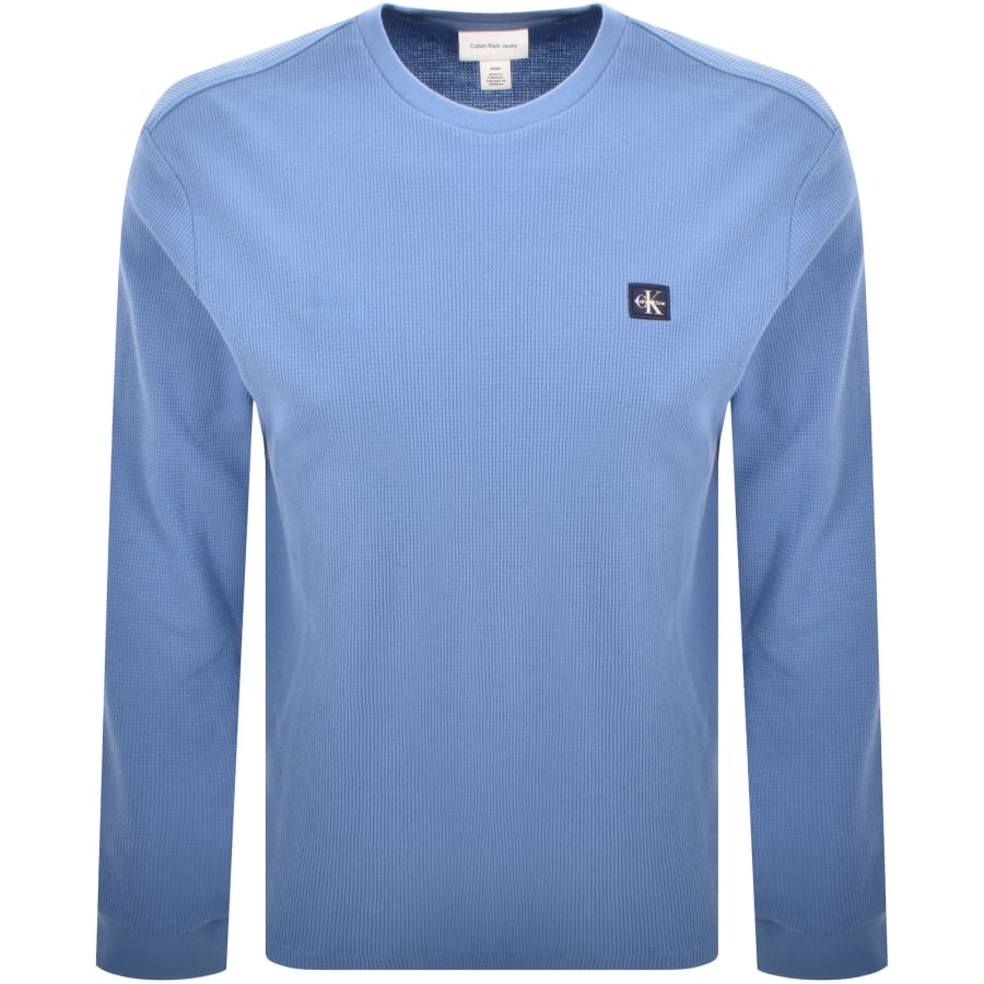 Image number 1 for Calvin Klein Jeans Waffle T Shirt Blue