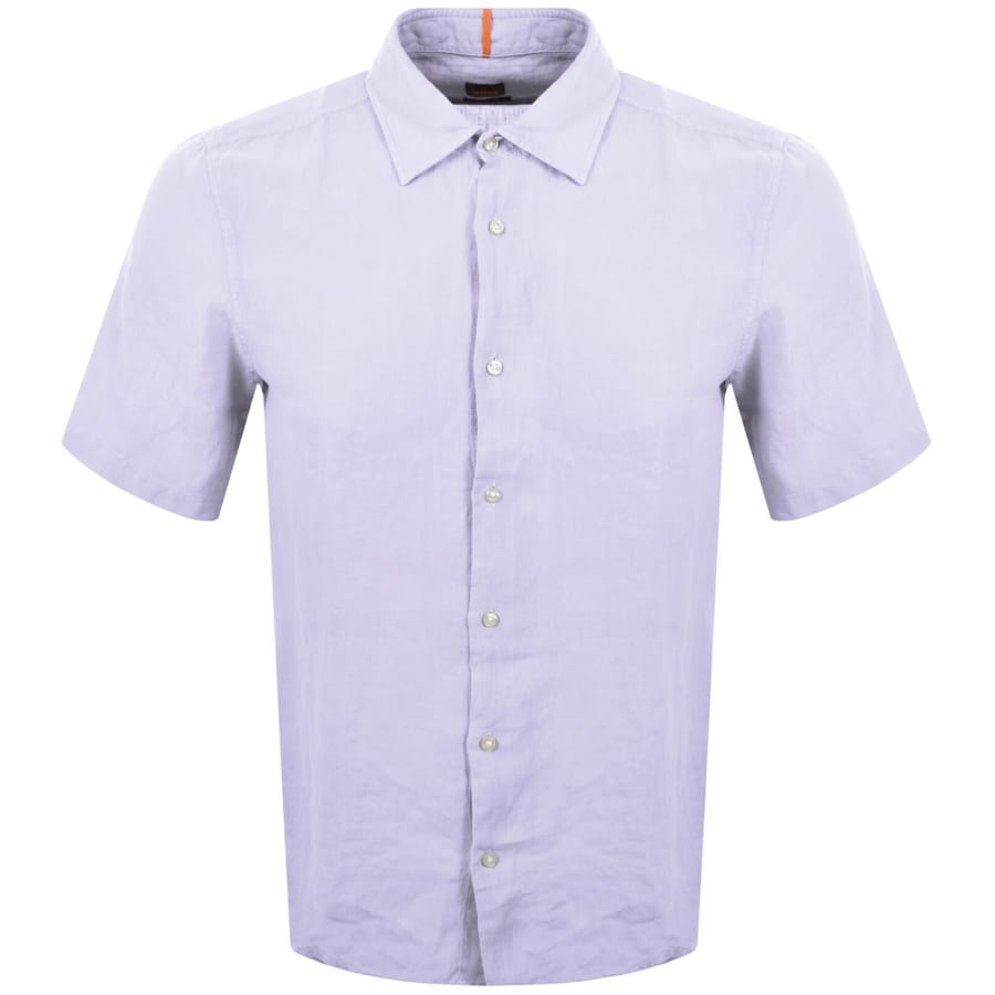 Image number 1 for BOSS Rash 2 Short Sleeved Linen Shirt Lilac