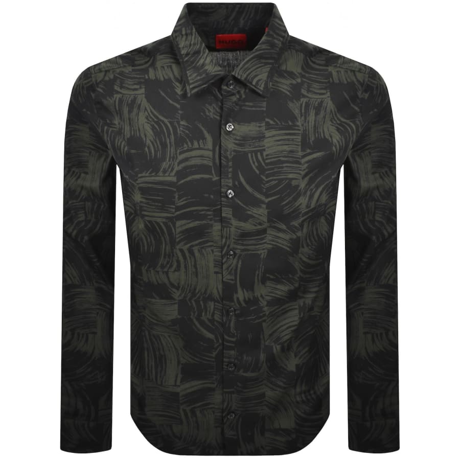 Image number 1 for HUGO Long Sleeved Ermo Shirt Green