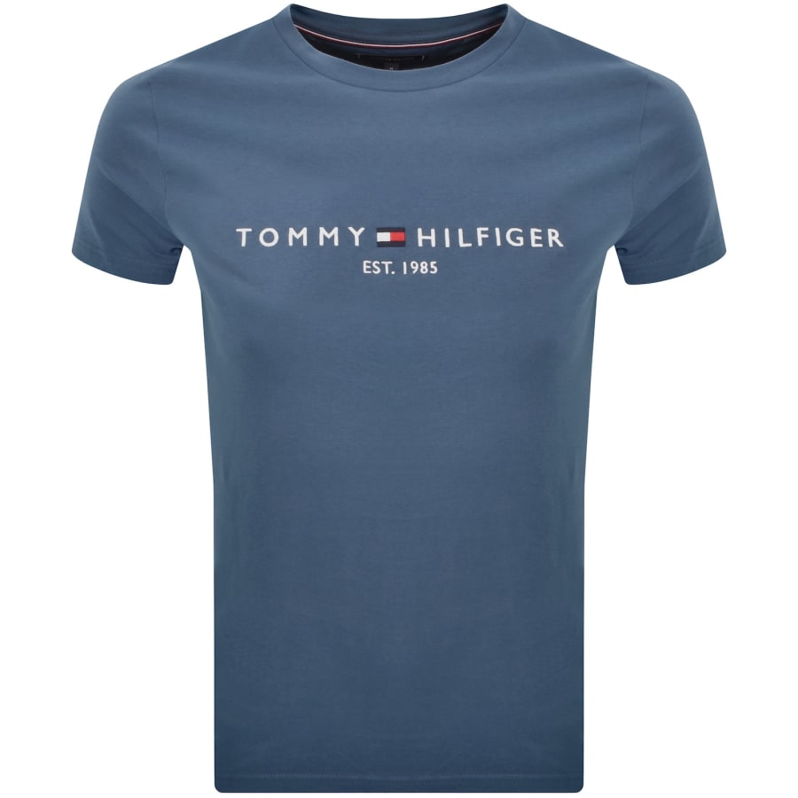 Image number 1 for Tommy Hilfiger Logo Slim Fit T Shirt Blue