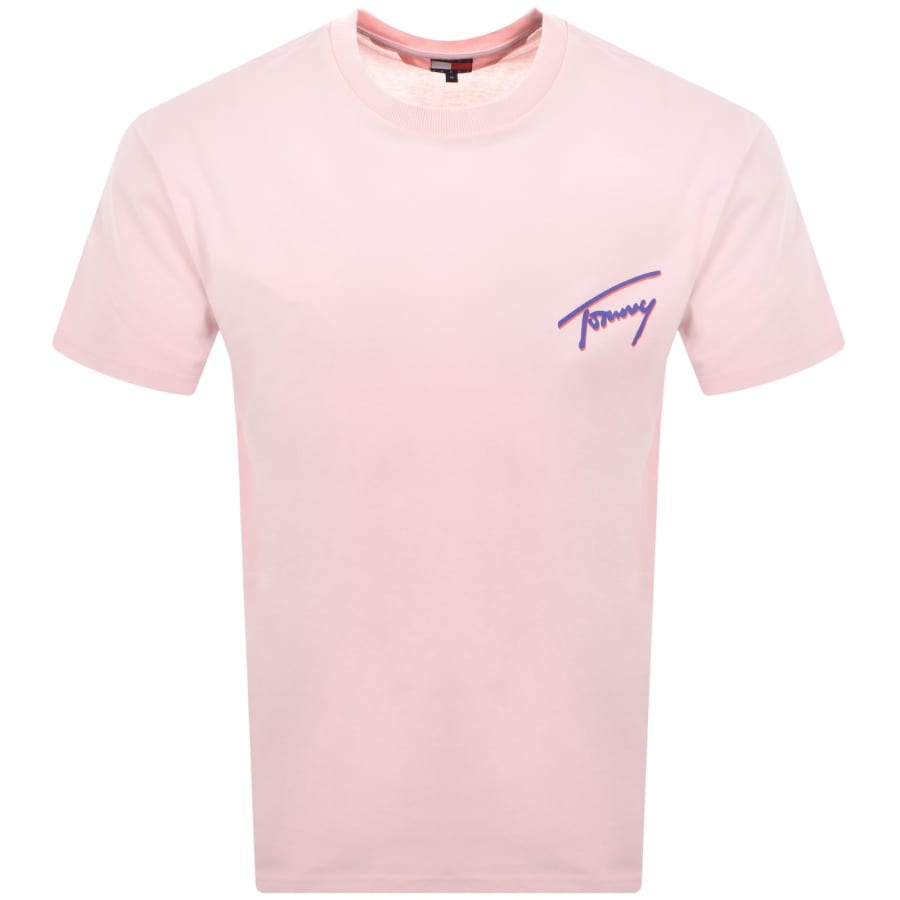 Image number 2 for Tommy Jeans Faded Graphic T Shirt Pink