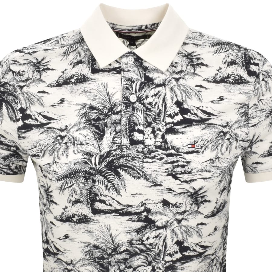 Image number 2 for Tommy Hilfiger All Over Print Polo T Shirt Beige