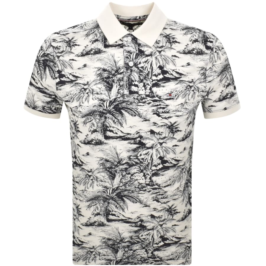 Image number 1 for Tommy Hilfiger All Over Print Polo T Shirt Beige