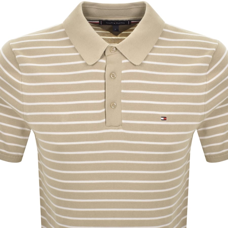 Image number 2 for Tommy Hilfiger Knit Striped Polo T Shirt Beige
