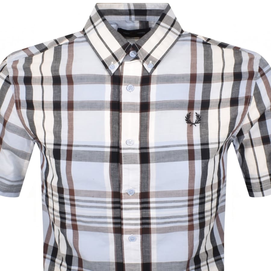 Image number 2 for Fred Perry Short Sleeved Madras Check Shirt Blue