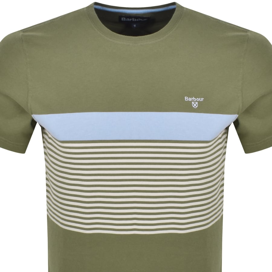 Image number 2 for Barbour Braeside Striped T Shirt Light Moss Green