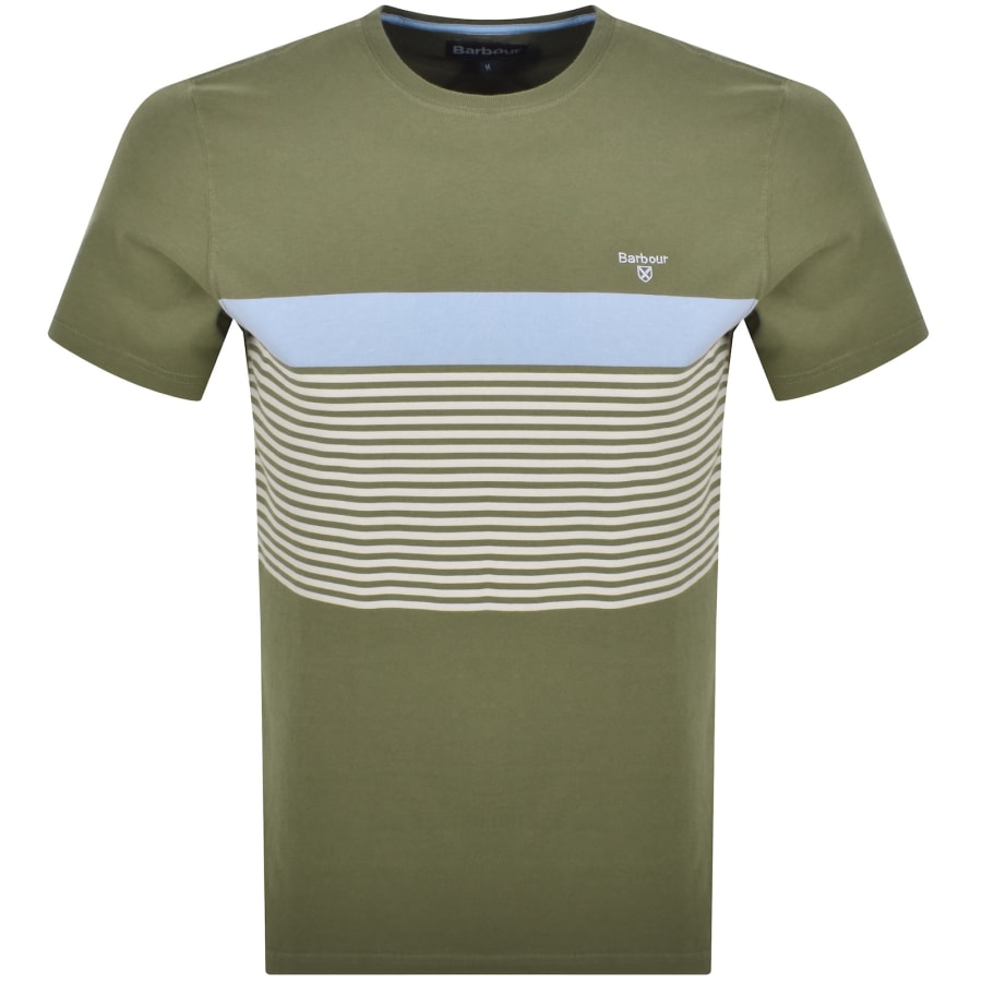 Image number 1 for Barbour Braeside Striped T Shirt Light Moss Green