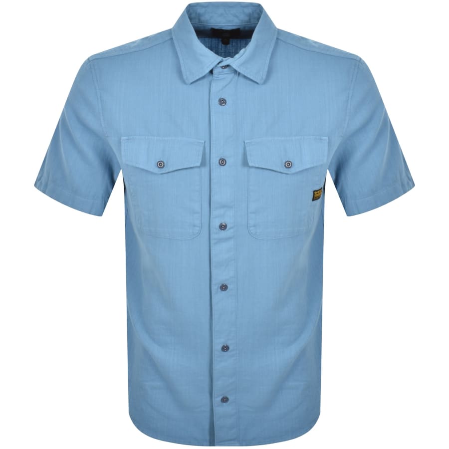 Image number 1 for G-Star Marine Slim Short Sleeved Shirt Blue
