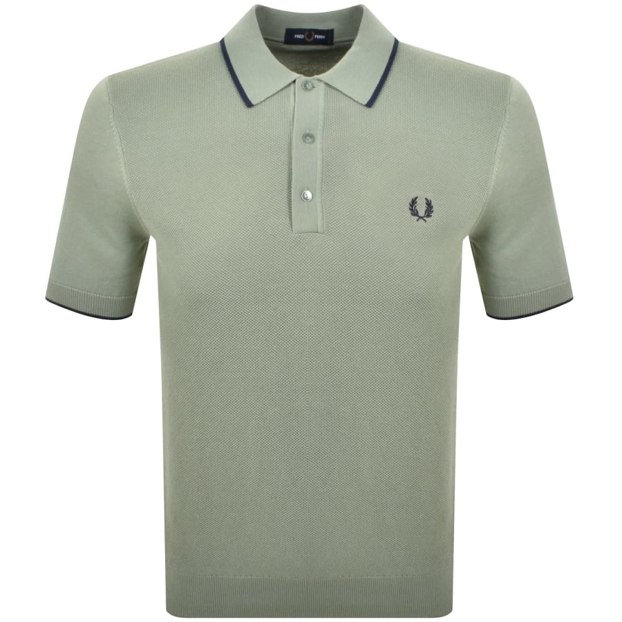 Image number 1 for Fred Perry Knit Polo T Shirt Bayleaf Green