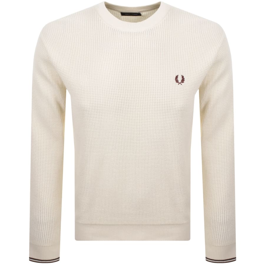 Image number 1 for Fred Perry Waffle Stitch Knit Jumper Ecru