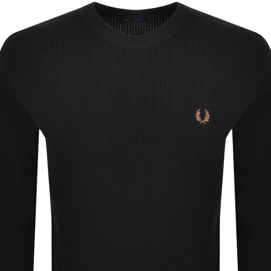 Image number 2 for Fred Perry Waffle Stitch Knit Jumper Black