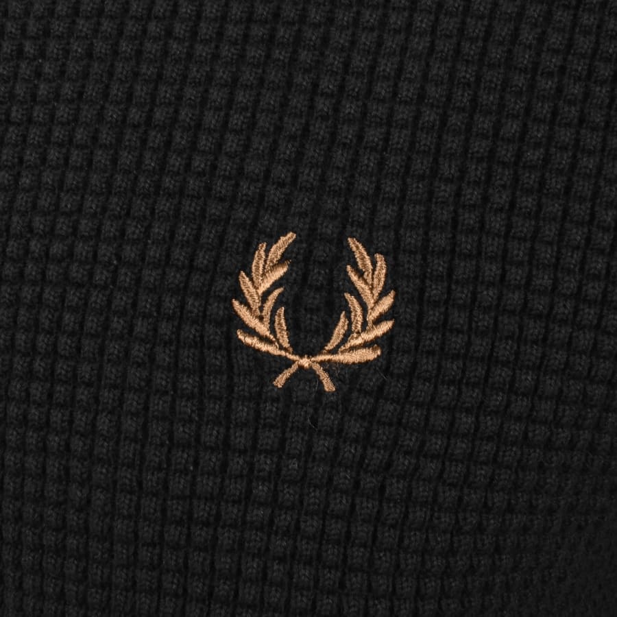 Image number 3 for Fred Perry Waffle Stitch Knit Jumper Black