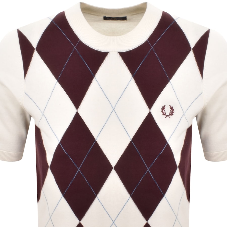 Image number 2 for Fred Perry Argyle Knit T Shirt Ecru