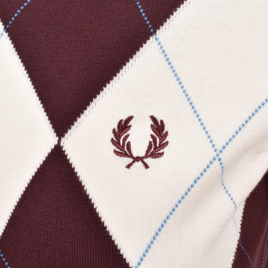 Image number 3 for Fred Perry Argyle Knit T Shirt Ecru