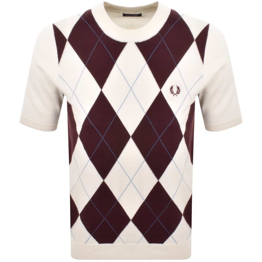 Image number 1 for Fred Perry Argyle Knit T Shirt Ecru