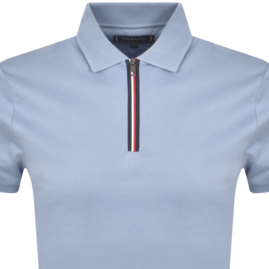 Image number 2 for Tommy Hilfiger Interlock Zip Polo T Shirt Blue