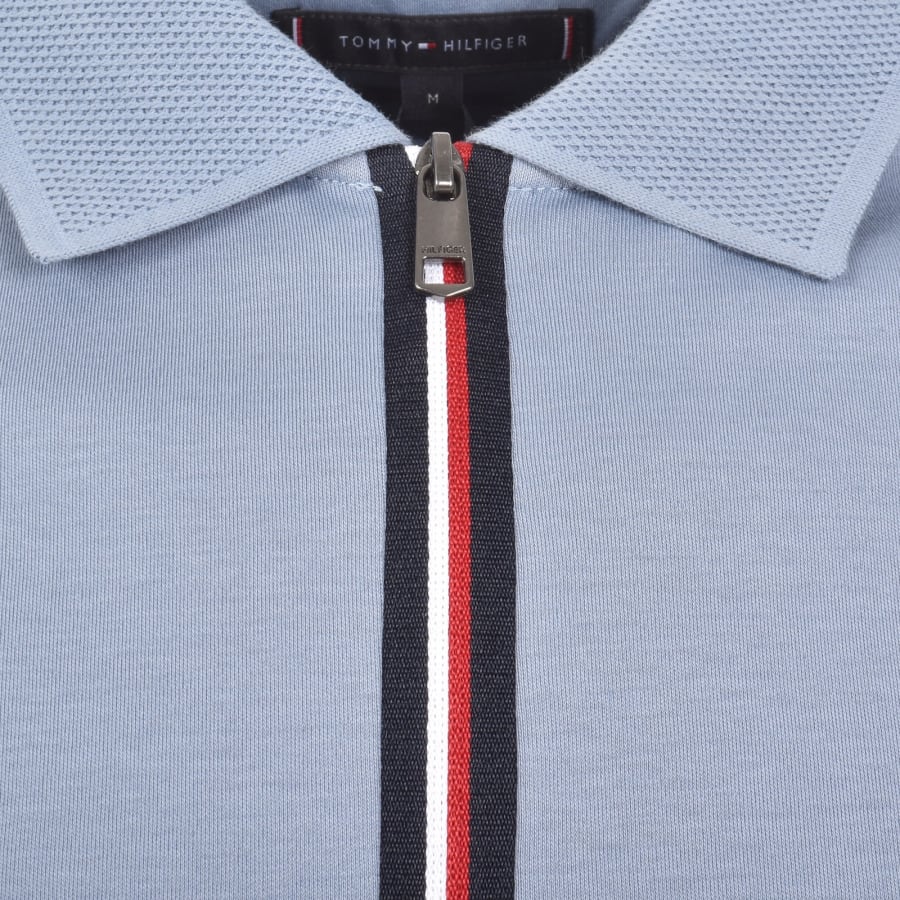 Image number 4 for Tommy Hilfiger Interlock Zip Polo T Shirt Blue