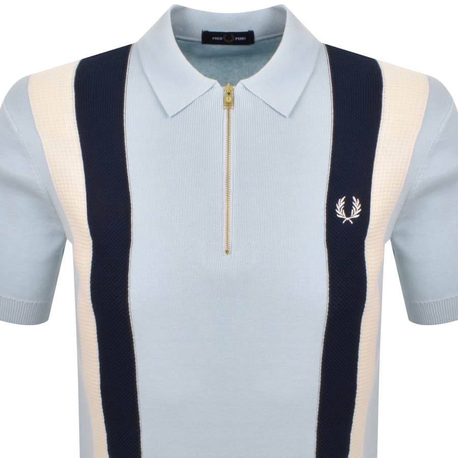 Image number 2 for Fred Perry Multi Textured Knit Polo Blue