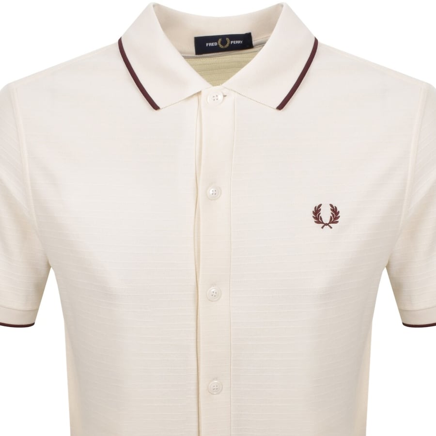 Image number 2 for Fred Perry Button Through Polo Shirt Ecru