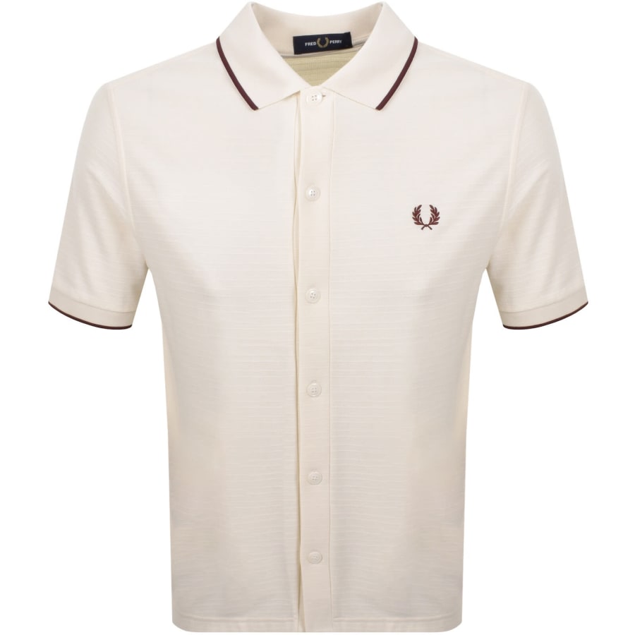Image number 1 for Fred Perry Button Through Polo Shirt Ecru