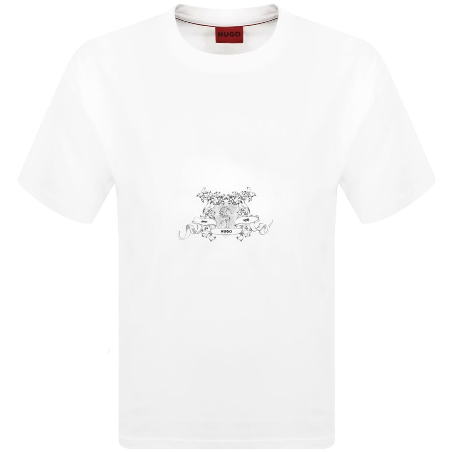 Image number 2 for HUGO Duarms Crew Neck T Shirt White