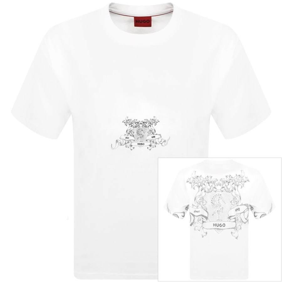 Image number 1 for HUGO Duarms Crew Neck T Shirt White