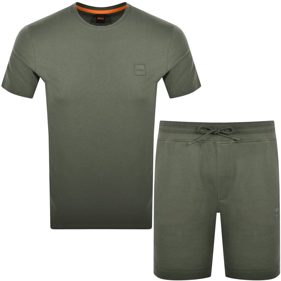 Image number 1 for BOSS Tales T Shirt And Sewalk Shorts Set Green