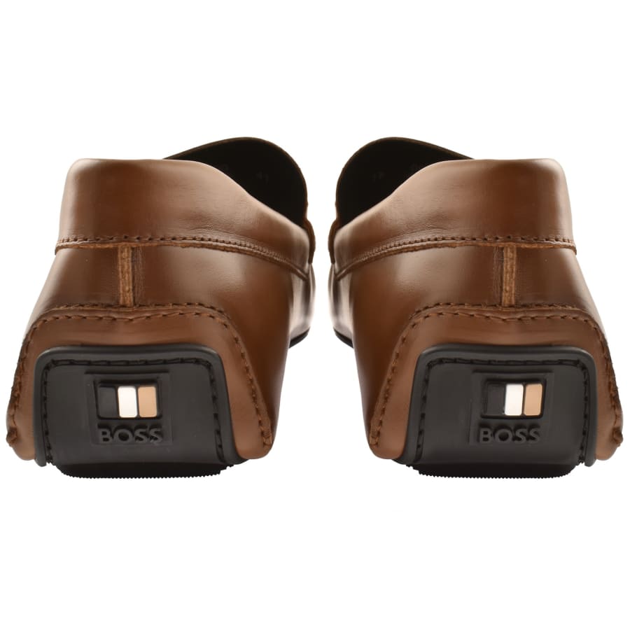 Image number 2 for BOSS Noel Leather Loafers Brown