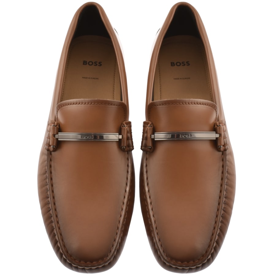 Image number 3 for BOSS Noel Leather Loafers Brown