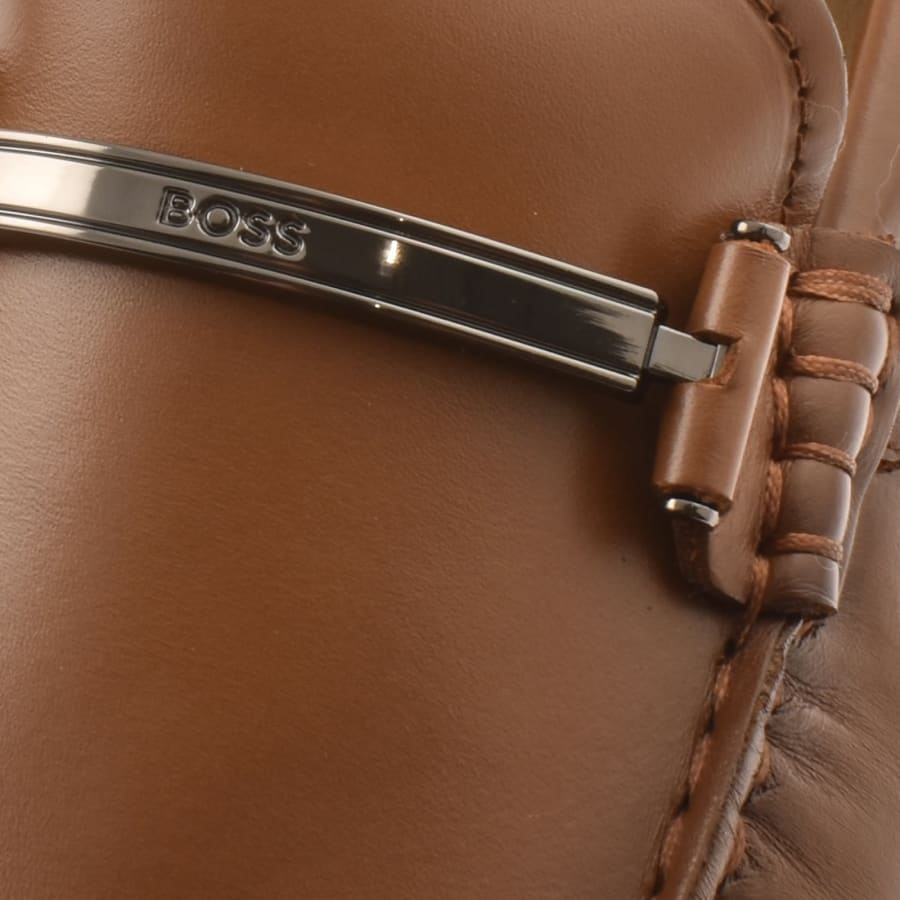 Image number 4 for BOSS Noel Leather Loafers Brown