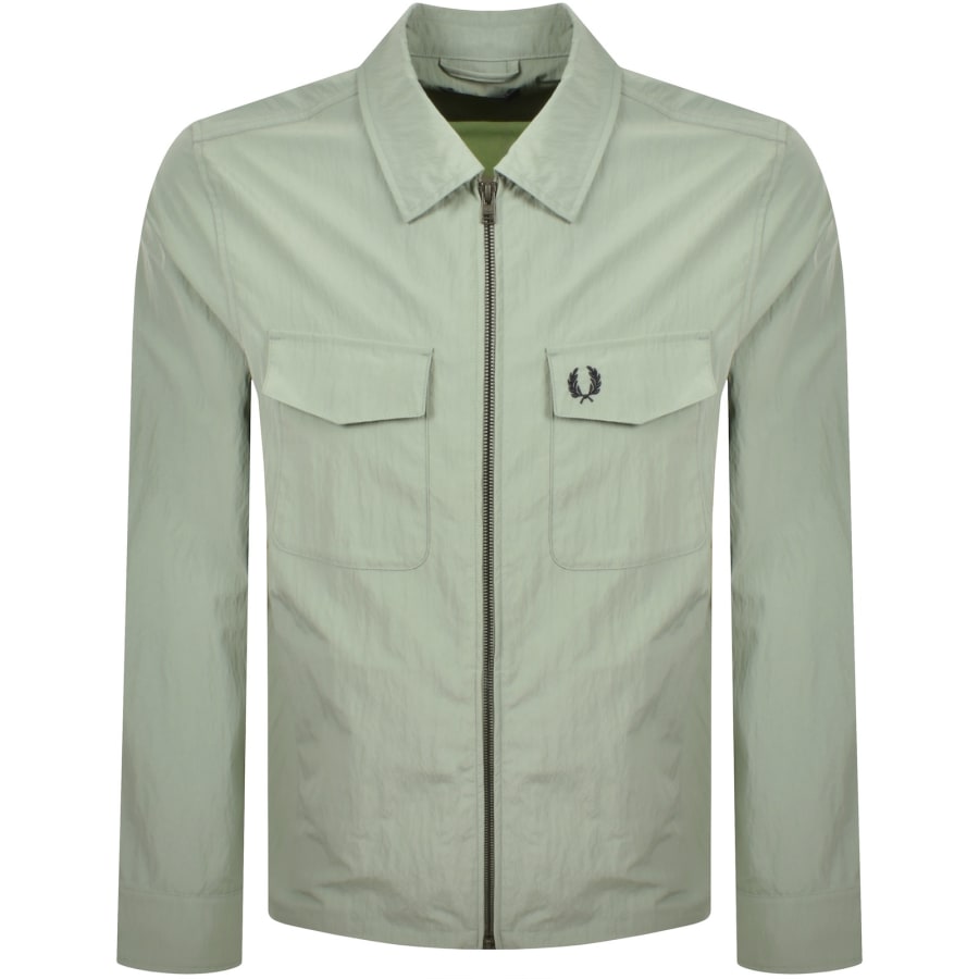 Image number 1 for Fred Perry Zip Pocket Overshirt Bayleaf Green