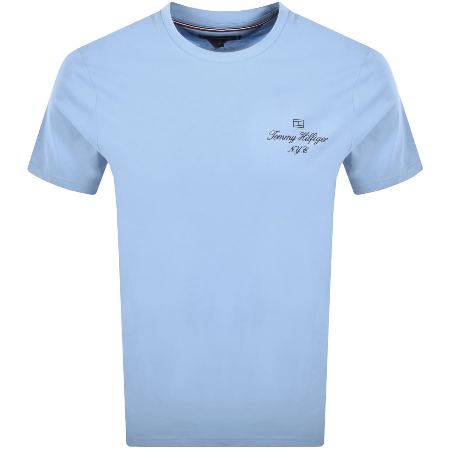 Image number 1 for Tommy Hilfiger Outline Flag T Shirt Cloudy Blue