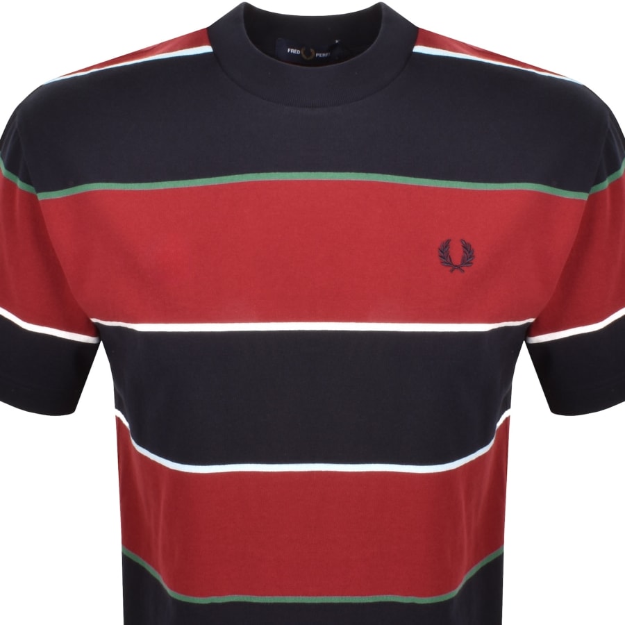 Image number 2 for Fred Perry Striped T Shirt Navy