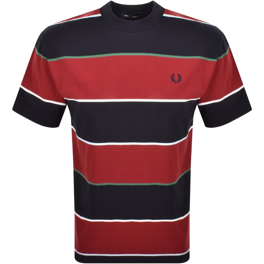 Image number 1 for Fred Perry Striped T Shirt Navy