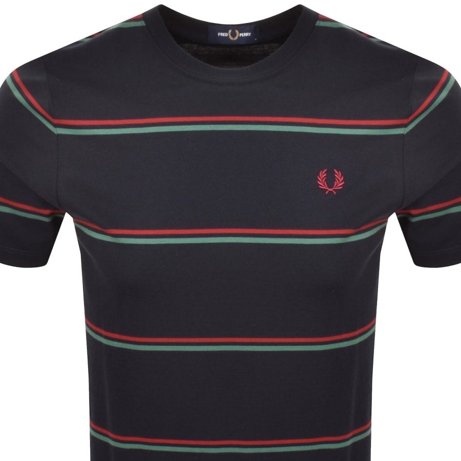 Image number 2 for Fred Perry Fine Stripe T Shirt Navy