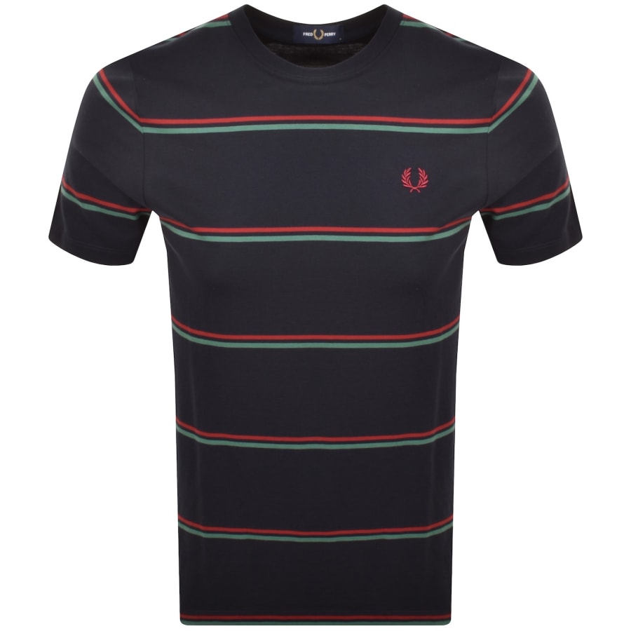 Image number 1 for Fred Perry Fine Stripe T Shirt Navy