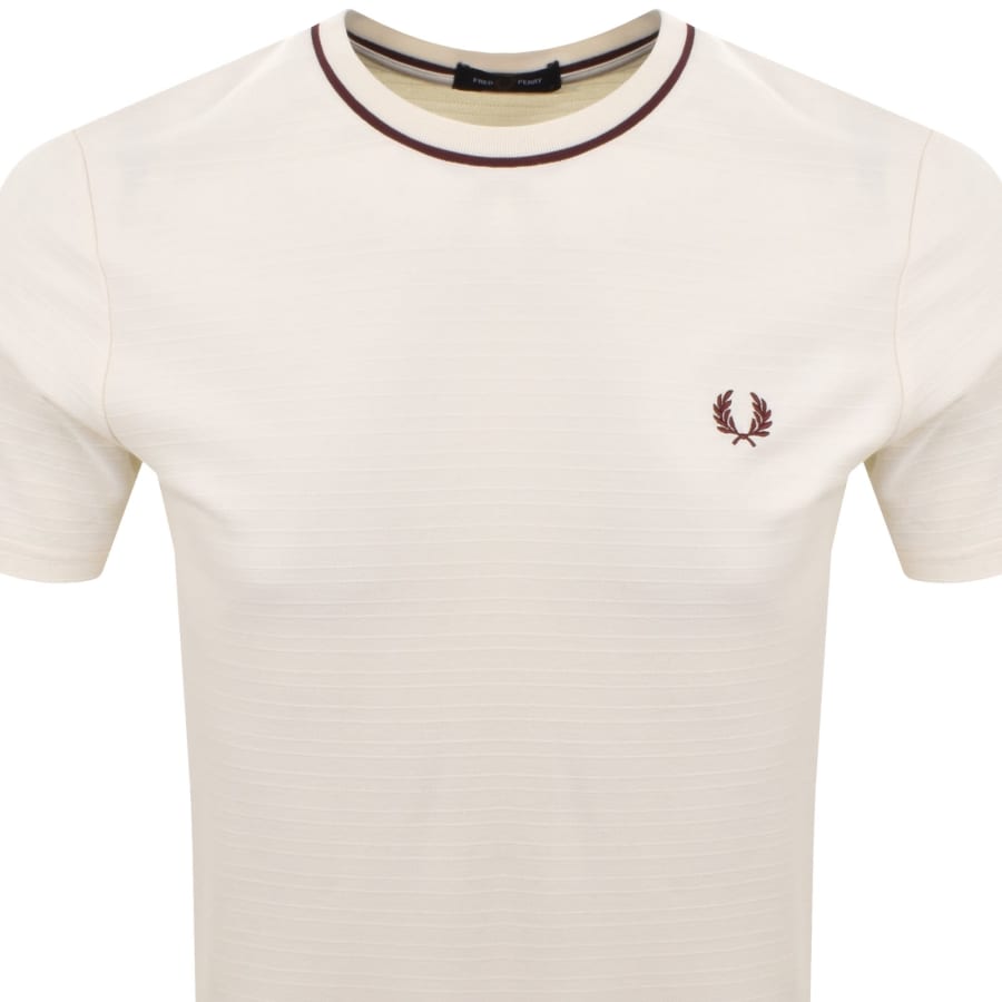 Image number 2 for Fred Perry Textured Stripe T Shirt Ecru