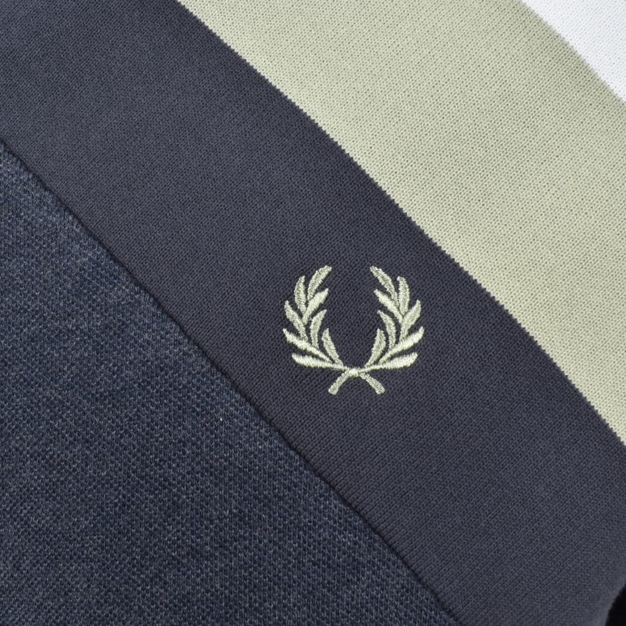 Image number 3 for Fred Perry Striped Panel Polo T Shirt Navy