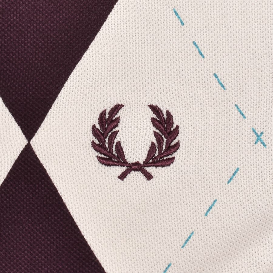 Image number 3 for Fred Perry Argyle Print Polo T Shirt Ecru