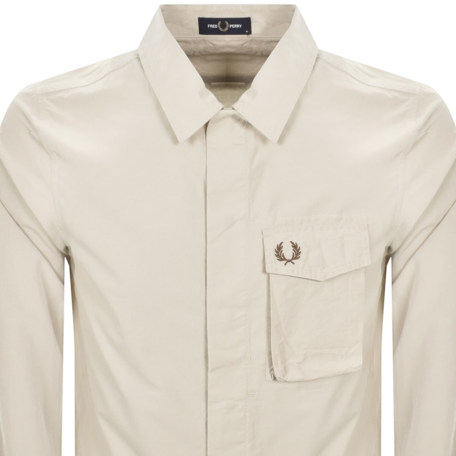 Image number 2 for Fred Perry Poplin Overshirt Beige