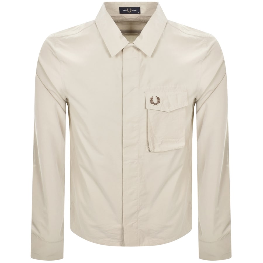 Image number 1 for Fred Perry Poplin Overshirt Beige