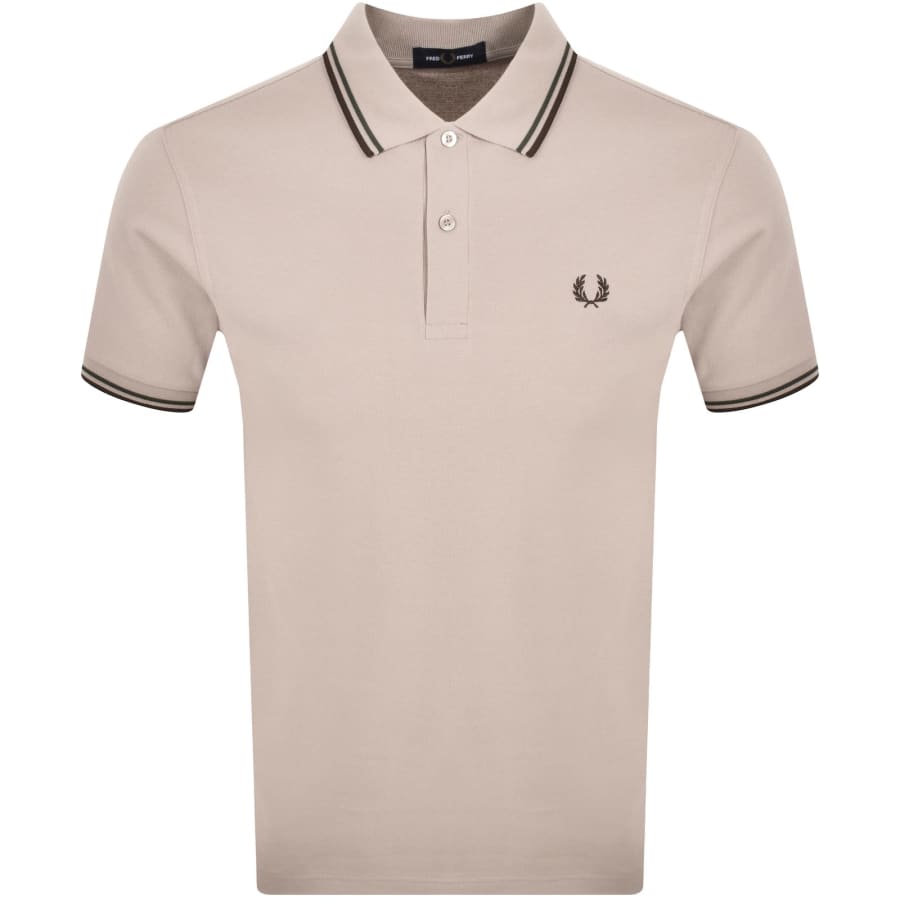 Image number 1 for Fred Perry Twin Tipped Polo T Shirt Beige