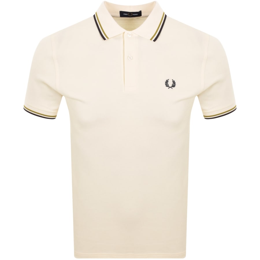 Image number 1 for Fred Perry Twin Tipped Polo T Shirt Ecru