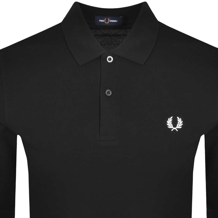 Image number 2 for Fred Perry Long Sleeved Pique Polo T Shirt Black