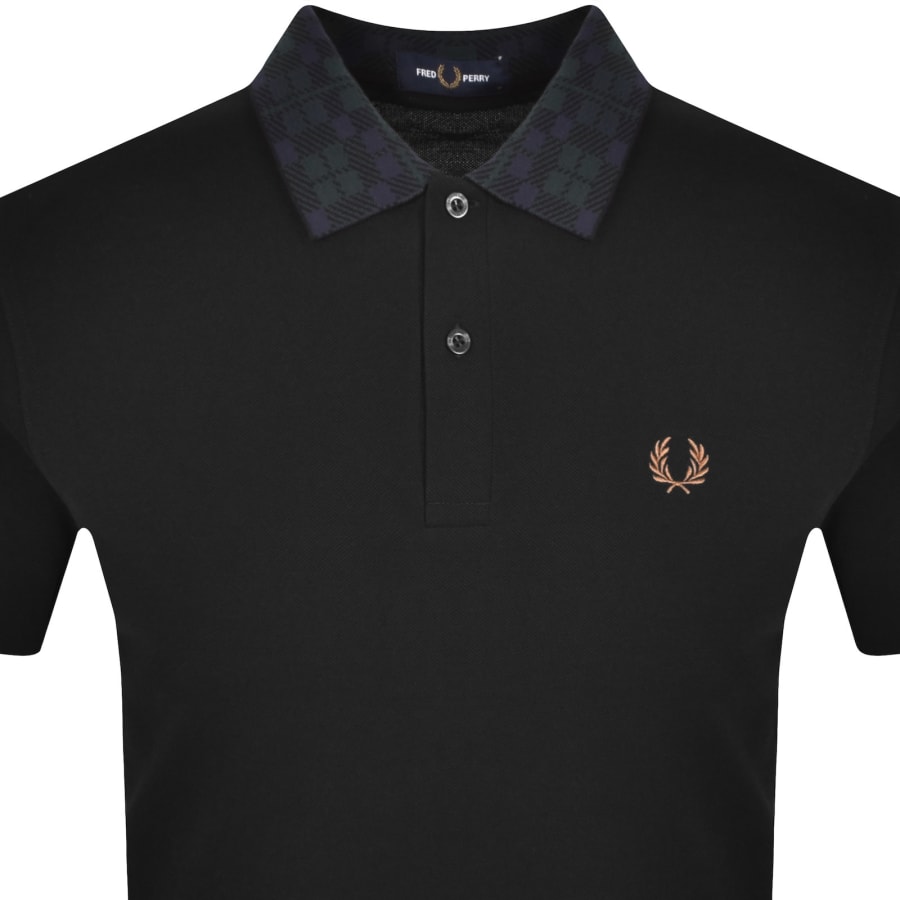 Image number 2 for Fred Perry Tartan Collar Polo T Shirt Black