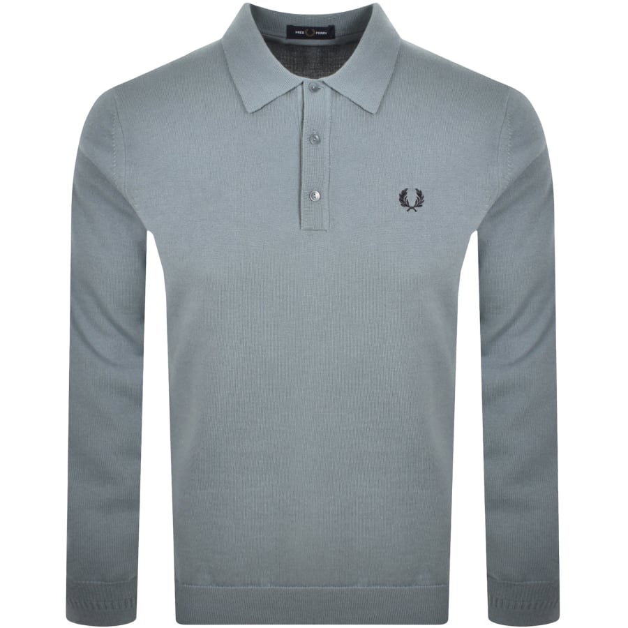 Image number 1 for Fred Perry Long Sleeve Knit Polo Stockport Blue