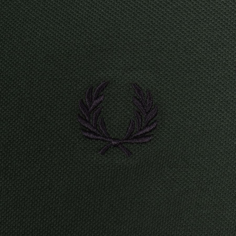 Image number 3 for Fred Perry Striped Cuff T Shirt Court Green